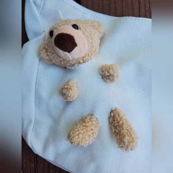 NWOT Set Of 2 Teddy Bear Canvas Bags - Picture 10 of 11